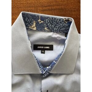 Jared Lang Mens Light Blue Button Down Dress Shirt Floral Collar Cuffs XL